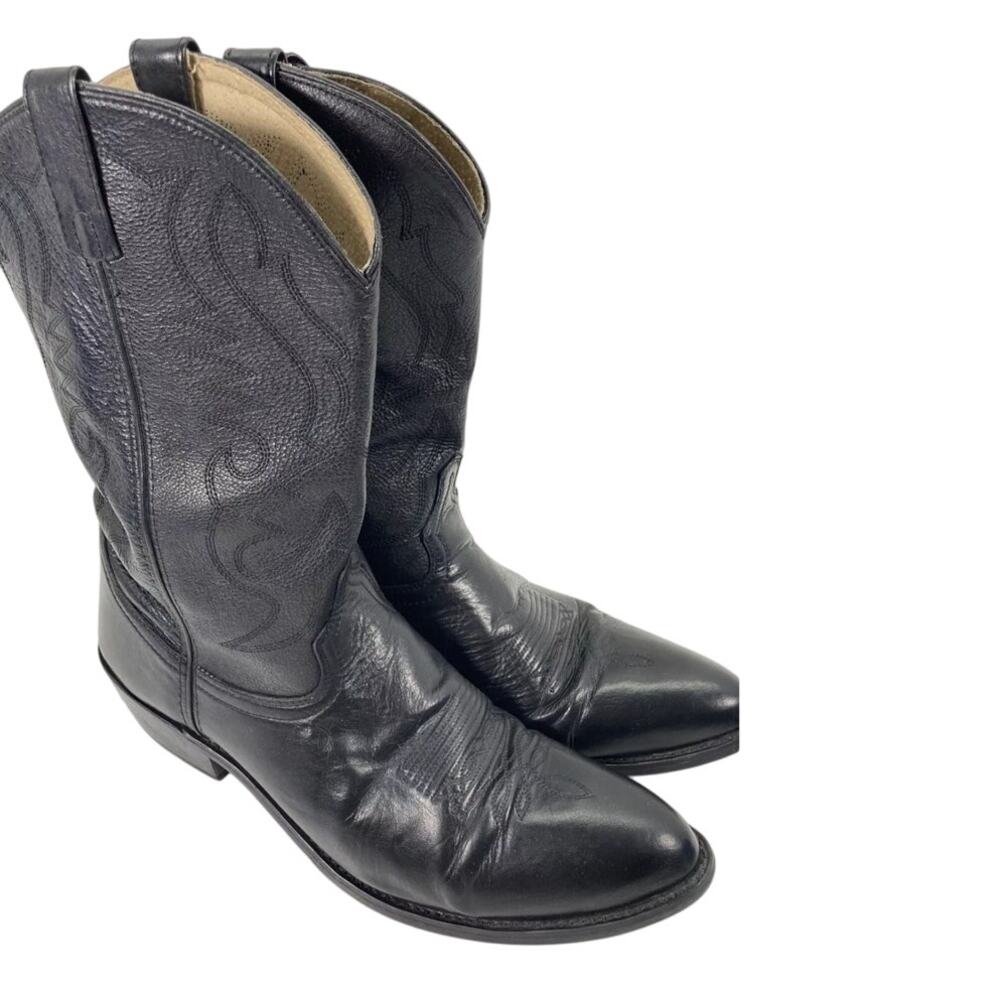 Classic Black Leather Cowboy Boots - Men's Western Style